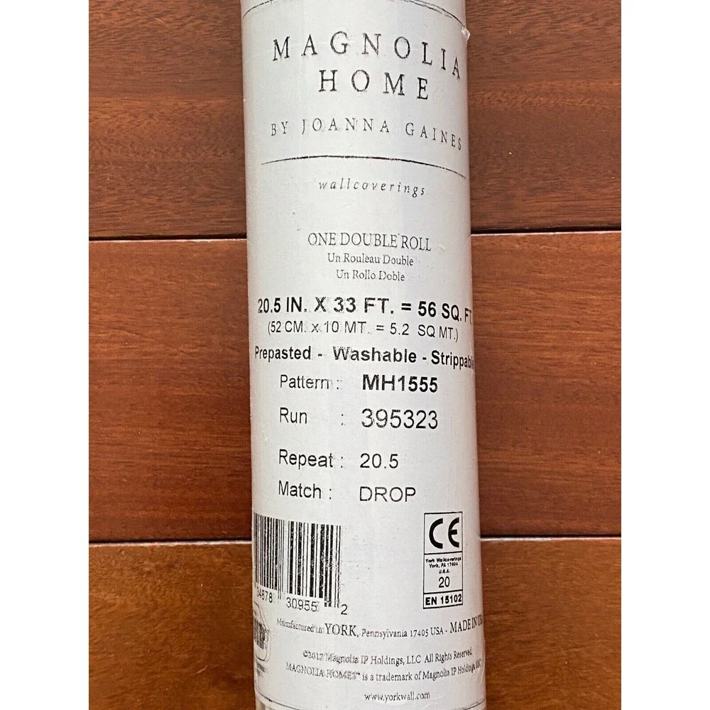 MAGNOLIA HOME Joanna Gaines Prepasted Wallpaper 56 sq ft Brick & Mortar White